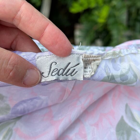 Vtg 90s Satin Slip Dress Robe Set Small Floral Romantic Sexy Honeymoon Nightgown - Picture 10 of 15